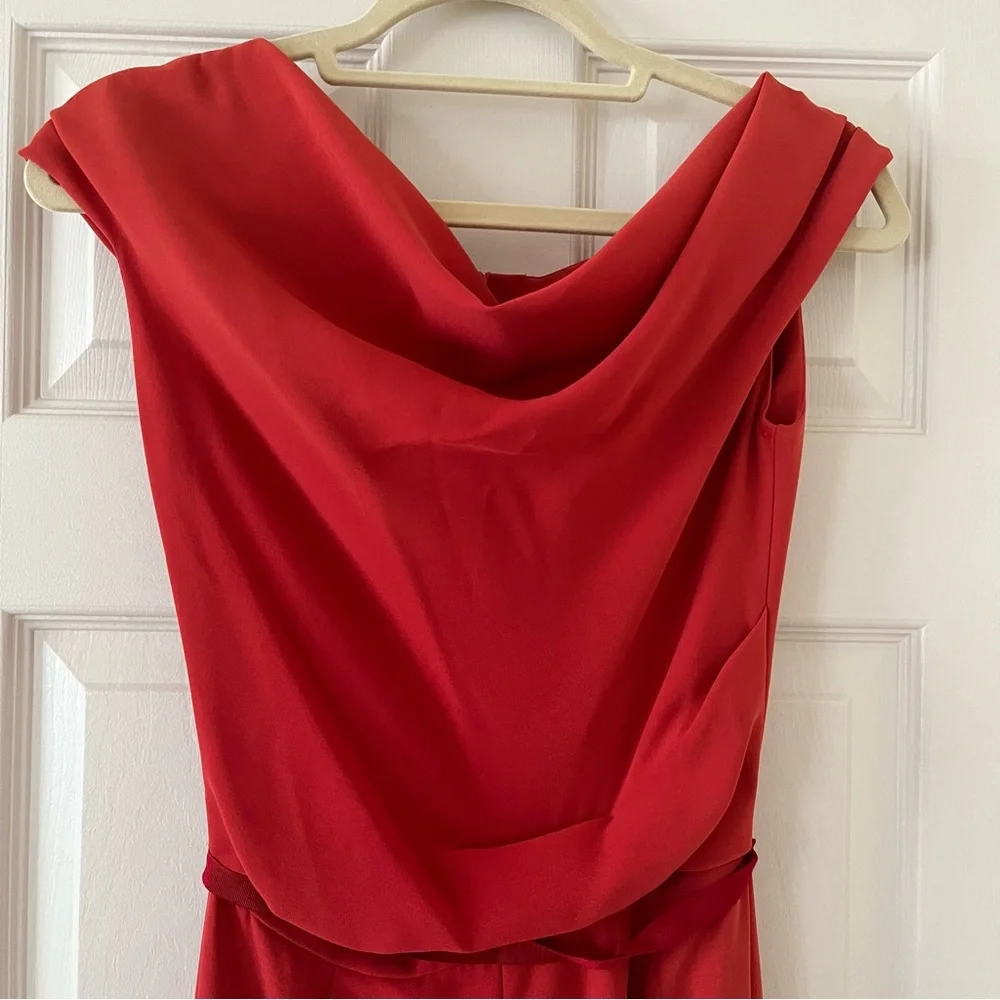 Max Mara Pianoforte Draped Cady Wide Leg Evening Jumpsuit, Size US 4, Red Orange